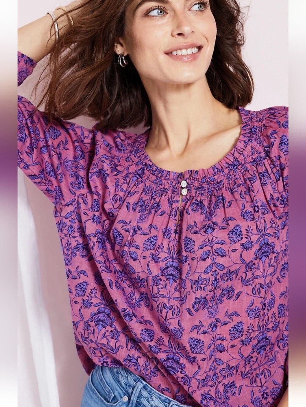 J. Jill Bougainvillea Ornamental Trellis Blouse Pheasant Top